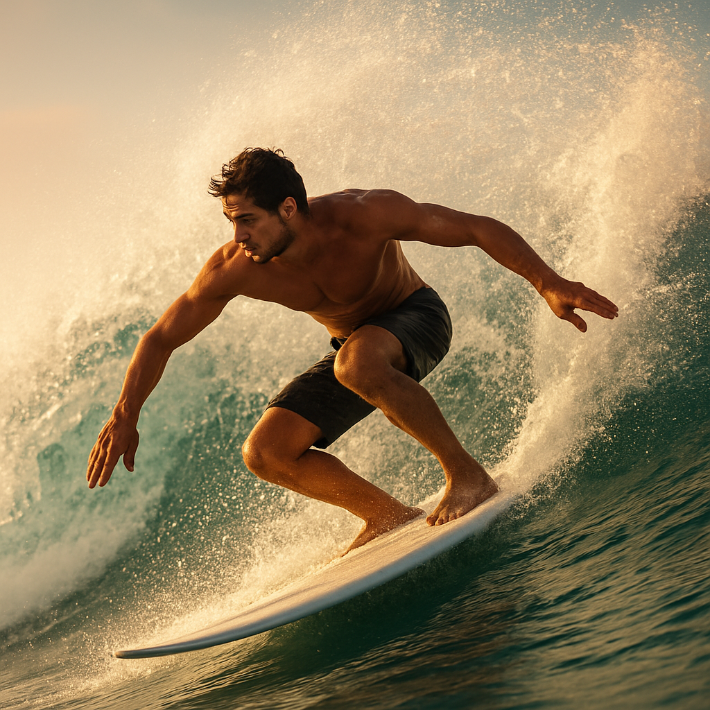 Surfista practicando técnica avanzada